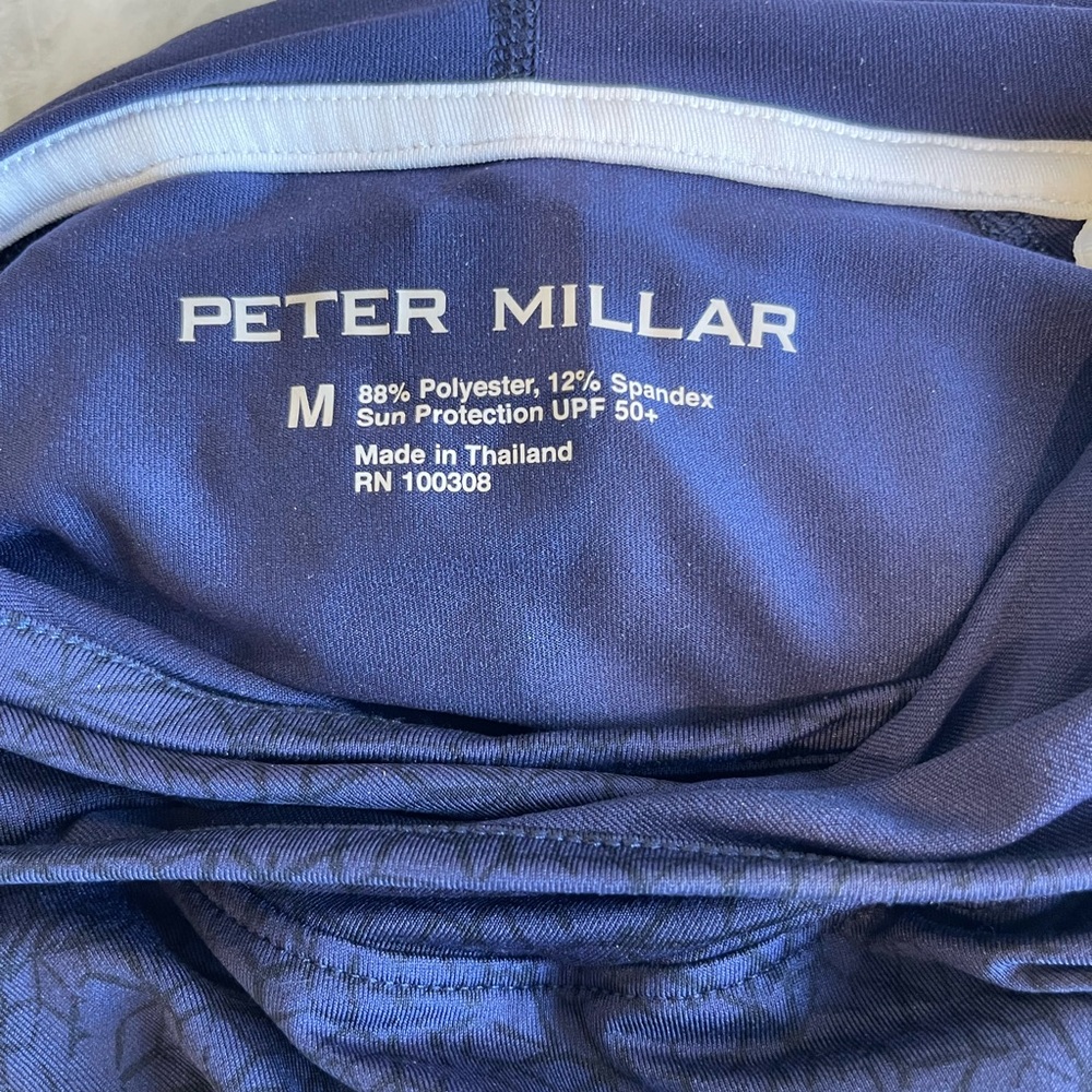 Peter Millar Men's Stealth Performance Blue-Patterned Hoodie - Picture 6 of 6